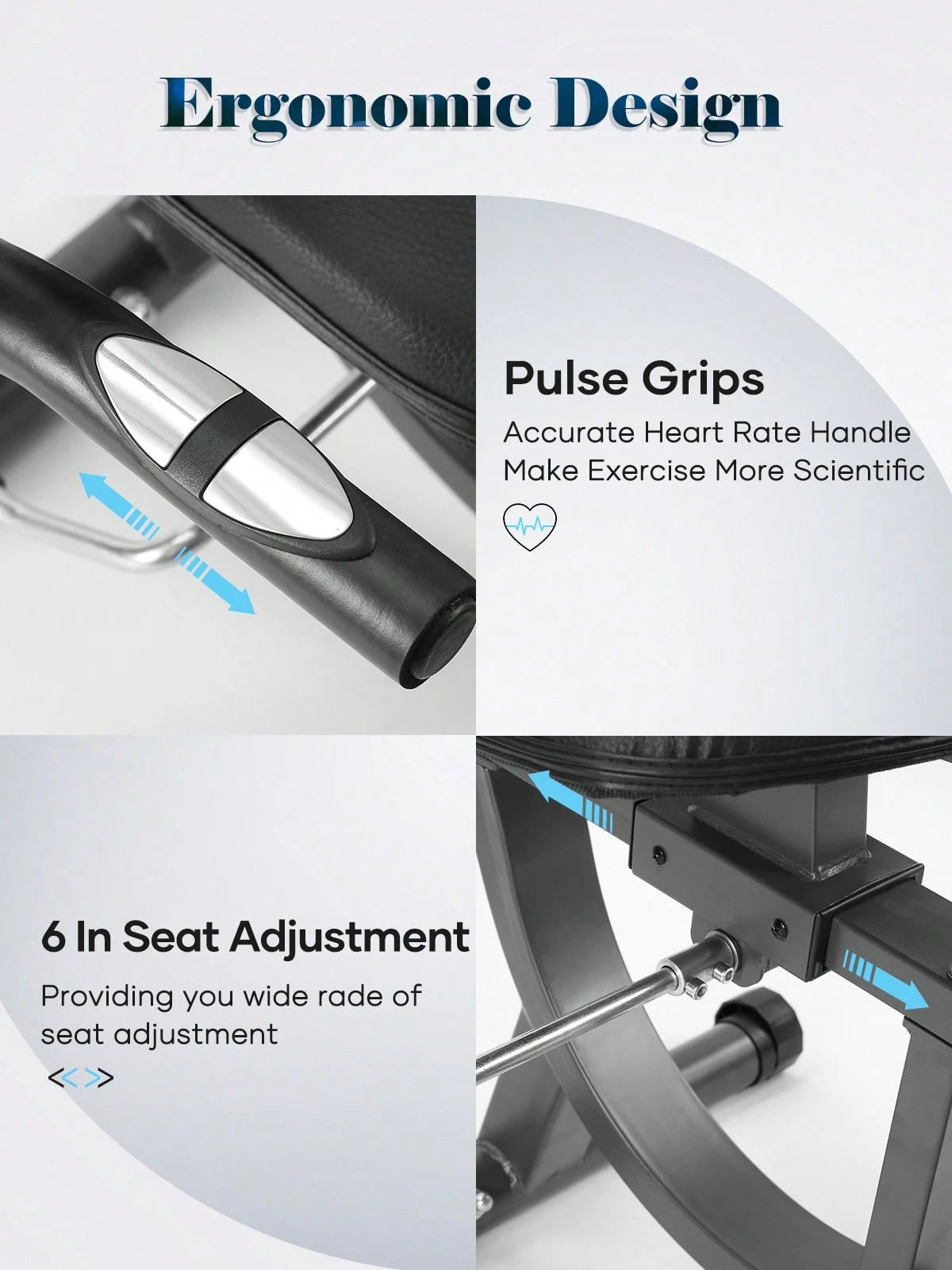 Exercise Bike Indoor Recumbent Exercise Bike with Adjustable Seat and Resistance Pulse Seat Height Adjustment
