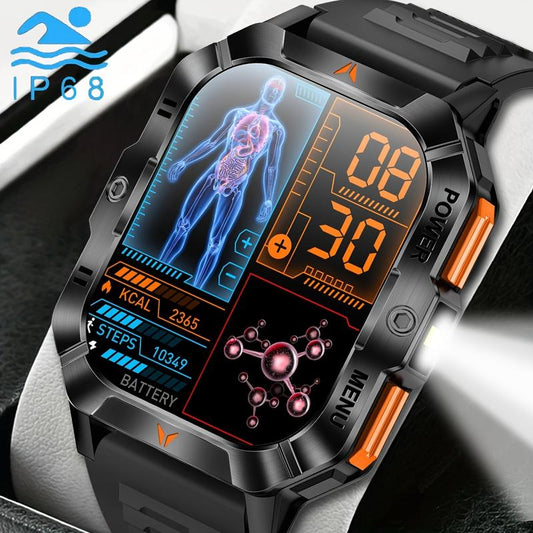 2.01-Inch Smartwatch with LED Flashlight Wireless Calling IPS HD Display 100+ Sports Modes for Outdoor Sports Fashionable Wearable Device with Message Reminders Step and Calorie Counters